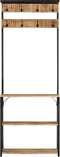 vidaXL - Kapstok - met - schoenenrek - 68x30x182 - cm - massief - ruw - mangohout