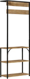 vidaXL - Kapstok - met - schoenenrek - 68x30x182 - cm - massief - ruw - mangohout