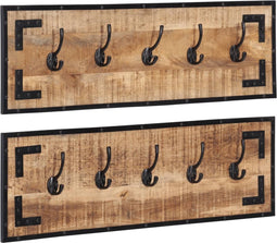 vidaXL - Kapstokken - 2 - st - 80x8x25 - cm - massief - ruw - mangohout