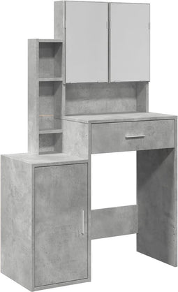 vidaXL - Kaptafel - met - kastje - 80x35x132 - cm - betongrijs