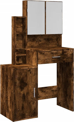 vidaXL - Kaptafel - met - kastje - 80x35x132 - cm - gerookt - eikenkleurig