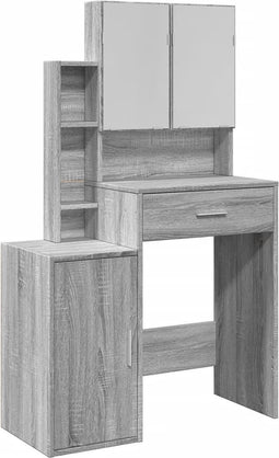 vidaXL - Kaptafel - met - kastje - 80x35x132 - cm - grijs - sonoma - eikenkleurig