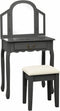 vidaXL - Kaptafel - met - kruk - 65x36x128 - cm - paulowniahout - MDF - grijs