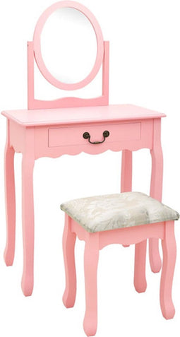 vidaXL - Kaptafel - met - kruk - 65x36x128 - cm - paulowniahout - MDF - roze