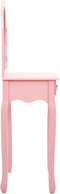 vidaXL - Kaptafel - met - kruk - 65x36x128 - cm - paulowniahout - MDF - roze