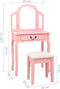 vidaXL - Kaptafel - met - kruk - 65x36x128 - cm - paulowniahout - MDF - roze