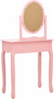vidaXL - Kaptafel - met - kruk - 65x36x128 - cm - paulowniahout - MDF - roze