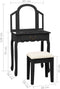 vidaXL - Kaptafel - met - kruk - 65x36x128 - cm - paulowniahout - MDF - zwart