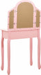 vidaXL - Kaptafel - met - kruk - 65x36x128 - cm - paulowniahout - MDF - roze