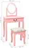 vidaXL - Kaptafel - met - kruk - 65x36x128 - cm - paulowniahout - MDF - roze