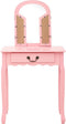 vidaXL - Kaptafel - met - kruk - 65x36x128 - cm - paulowniahout - MDF - roze