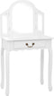 vidaXL - Kaptafel - met - kruk - 65x36x128 - cm - paulowniahout - MDF - wit