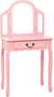 vidaXL - Kaptafel - met - kruk - 65x36x128 - cm - paulowniahout - MDF - roze