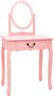 vidaXL - Kaptafel - met - kruk - 65x36x128 - cm - paulowniahout - MDF - roze