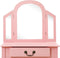 vidaXL - Kaptafel - met - kruk - 65x36x128 - cm - paulowniahout - MDF - roze