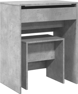 vidaXL - Kaptafel - met - krukje - 60x40x113,5 - cm - betongrijs