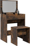 vidaXL - Kaptafel - met - krukje - 60x40x113,5 - cm - gerookt - eikenkleurig