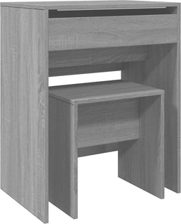 vidaXL - Kaptafel - met - krukje - 60x40x113,5 - cm - grijs - sonoma