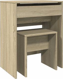 vidaXL - Kaptafel - met - krukje - 60x40x113,5 - cm - sonoma - eikenkleurig