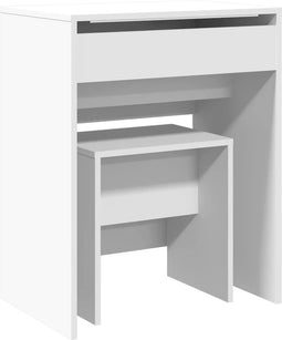 vidaXL - Kaptafel - met - krukje - 60x40x113,5 - cm - wit