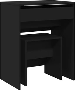 vidaXL - Kaptafel - met - krukje - 60x40x113,5 - cm - zwart