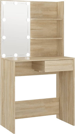 vidaXL - Kaptafel - met - LED - 74,5x40x141 - cm - bewerkt - hout - sonoma - eikenkleur