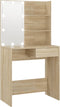 vidaXL - Kaptafel - met - LED - 74,5x40x141 - cm - bewerkt - hout - sonoma - eikenkleur