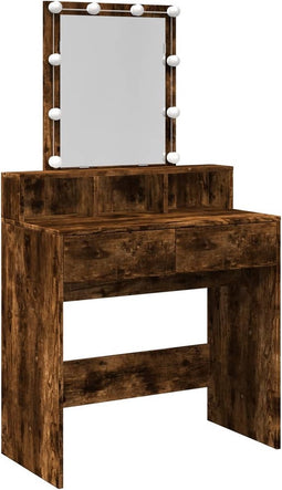 vidaXL - Kaptafel - met - LED - 80x41x144,5 - cm - gerookt - eikenkleurig