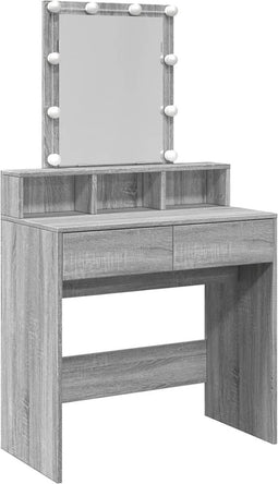 vidaXL - Kaptafel - met - LED - 80x41x144,5 - cm - grijs - sonoma - eikenkleurig