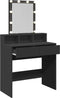 vidaXL - Kaptafel - met - LED - 80x41x144,5 - cm - zwart