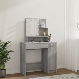 vidaXL - Kaptafel - met - LED - 86,5x35x136 - cm - grijs - sonoma - eikenkleurig