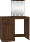 vidaXL - Kaptafel - met - LED - 90x50x132,5 - cm - bewerkt - hout - bruin - eikenkleur