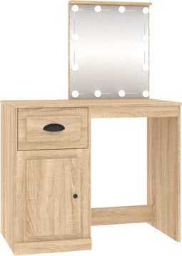 vidaXL - Kaptafel - met - LED - 90x50x132,5 - cm - bewerkt - hout - sonoma - eikenkleur