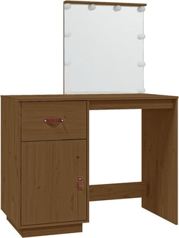 vidaXL - Kaptafel - met - LED - 95x50x133,5 - cm - massief - grenenhout - honingbruin