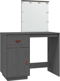 vidaXL - Kaptafel - met - LED - 95x50x133,5 - cm - massief - grenenhout - grijs
