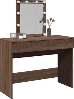 vidaXL - Kaptafel - met - LED-verlichting - 100x40x130 - cm - bruin - eikenkleurig