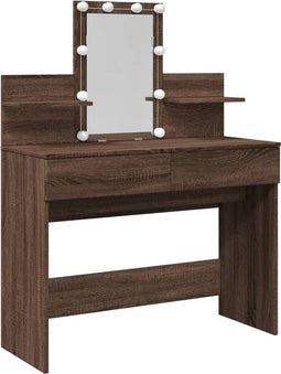 vidaXL - Kaptafel - met - LED-verlichting - 100x40x130 - cm - bruin - eikenkleurig