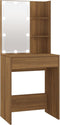 vidaXL - Kaptafel - met - LED-verlichting - 60x40x140 - cm - bruin - eikenkleur