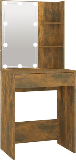 vidaXL - Kaptafel - met - LED-verlichting - 60x40x140 - cm - gerookt - eikenkleur