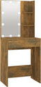 vidaXL - Kaptafel - met - LED-verlichting - 60x40x140 - cm - gerookt - eikenkleur