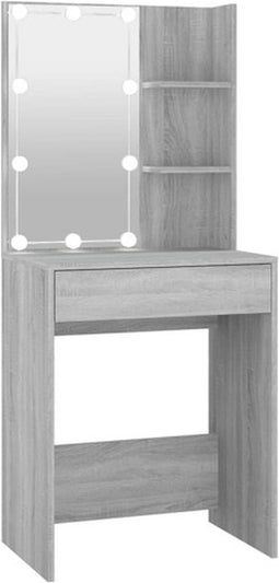 vidaXL - Kaptafel - met - LED-verlichting - 60x40x140 - cm - grijs - sonoma - eiken