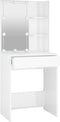 vidaXL - Kaptafel - met - LED-verlichting - 60x40x140 - cm - hoogglans - wit