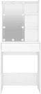 vidaXL - Kaptafel - met - LED-verlichting - 60x40x140 - cm - hoogglans - wit