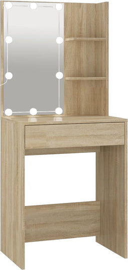 vidaXL - Kaptafel - met - LED-verlichting - 60x40x140 - cm - sonoma - eikenkleurig
