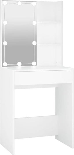 vidaXL - Kaptafel - met - LED-verlichting - 60x40x140 - cm - wit