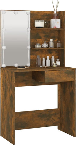 vidaXL - Kaptafel - met - LED-verlichting - 74,5x40x141 - cm - gerookt - eikenkleur