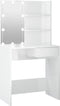 vidaXL - Kaptafel - met - LED-verlichting - 74,5x40x141 - cm - hoogglans - wit