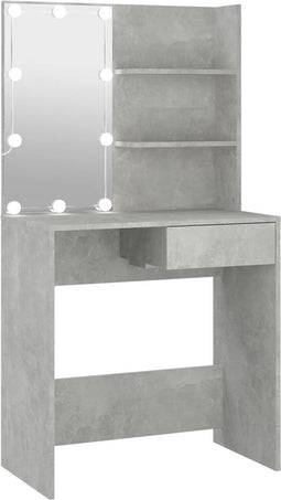 vidaXL - Kaptafel - met - LED-verlichting - 74,5x40x141 - cm - betongrijs