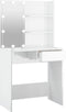vidaXL - Kaptafel - met - LED-verlichting - 74,5x40x141 - cm - hoogglans - wit