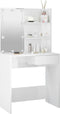 vidaXL - Kaptafel - met - LED-verlichting - 74,5x40x141 - cm - hoogglans - wit